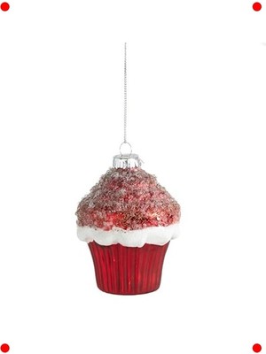 MarkEntegra 10 cm Kırmızı Cupcake Figürlü Dekoratif Ağaç Süsü
