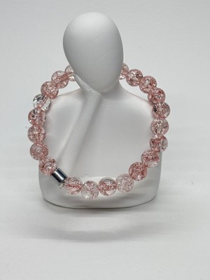 Gemsartdeco Pembe Necef Dağ Kristalı Şans Taşı Doğaltaş Bileklik