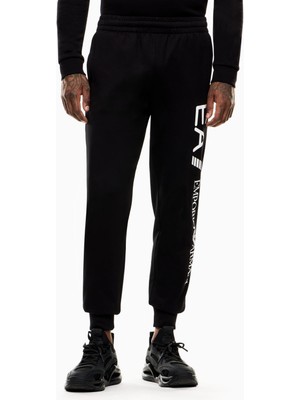 EA7 Erkek Lastikli Paça Büyük Logo Baskılı Eşofman Altı - Siyah