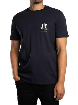 Armani Exchange Erkek Regular Fit Yazı Logolu Pamuklu T-Shirt - Lacivert