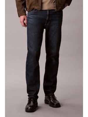 Calvin Klein Erkek Standart Kalıp Düz Paça Jean Pantolon - Lacivert