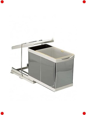 MarkEntegra Raylı Otomatik Çöp Kovası - 16+1 Lt, Krom