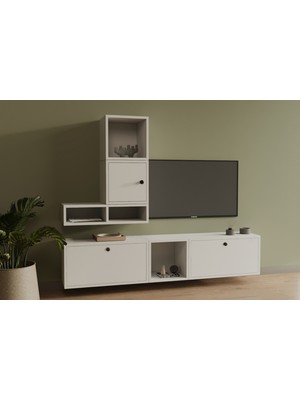 nettrends.net The New Trend Of Shopping 3 Kapaklı Yüzer Tv Ünitesi Dikey ve Yatay Açık Raflı Modern Salon Seti MST-TVT-1057