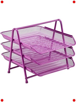 MarkEntegra 3'lü Mor Perfore Evrak Rafı Seti