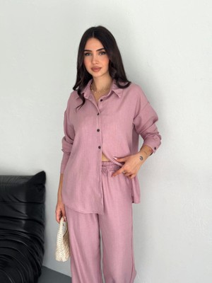 End Black Store Gömlek Pantolon Ikili Takım - Toz Pembe