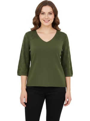 Lavella Kadın V Yaka Yaka Truva Kol Kazak BGL-ST05081