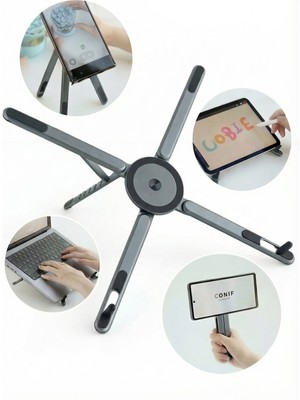 Fibaks Cep Boy Portatif 4'ü 1 Arada Manyetik Alüminyum Stand Laptop Tablet Telefon Tutucu Tripod Tüm Cihazlar ile Uyumludur