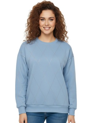 Baglan Kadın Sıfıryaka Sweatshirt Taşlı BGL-ST05060