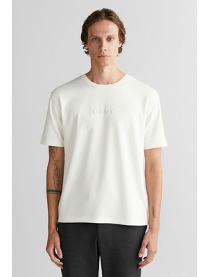 Gant Erkek Regular Fit Kabartma Logolu Bisiklet Yaka T-Shirt - Beyaz