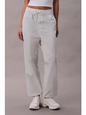 Calvin Klein Kadın Pull On Logo Tam Kalıp Büzgülü Bel Jogger Pantolon - Su Yeşili