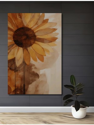 Teona Ahşap Büyük Ayçiçeği Sulu Boya Görünümlü Modern Sanat Ahşap Dekoratif Ev,antre,salon,ofis,mutfak Tablo