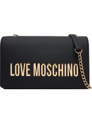 Love Moschino Kadın Metal Harf Logolu Zincir Askılı Omuz Çantası - Siyah