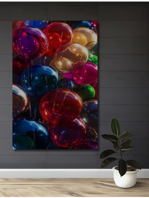 Teona Ahşap Parlak Balon Buketi Yağlı Boya Görünümlü Dekoratif Ahşap Ev,antre,salon,ofis,mutfak Tablo