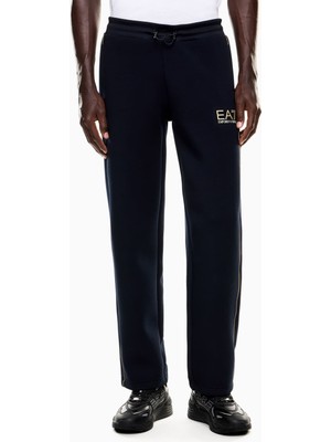 EA7 Erkek Tam Kalıp Gold Şerit Detaylı Eşofman Altı - Lacivert