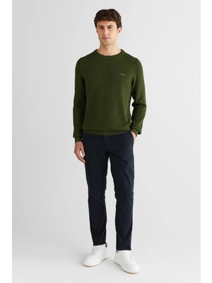 Gant Erkek Regular Fit Bisiklet Yaka Pamuklu Triko - Haki