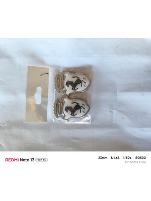 Topuz Motor Ferrari Logo Yapıştırma 2li Takım Beyaz