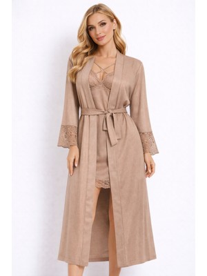 Cherry Queen Premium Jakarlı Dantelli Sabahlık & Gecelik Takımı – Özel Kutulu