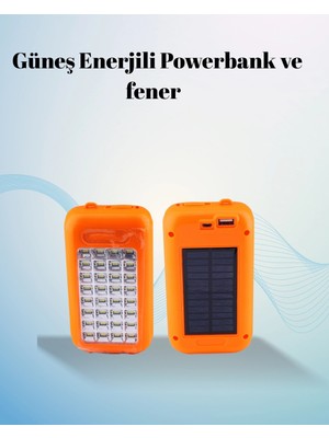 Eco Lounge Gold Silver Güneş Enerjili Powerbank Işıldak – 10000 Mah, 32 Led, Çift Usb, Su Geçirmez