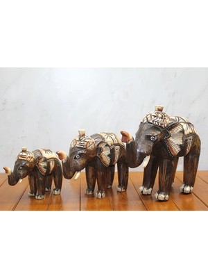 Eco Lounge Ahşap 3'lü Fil Seti