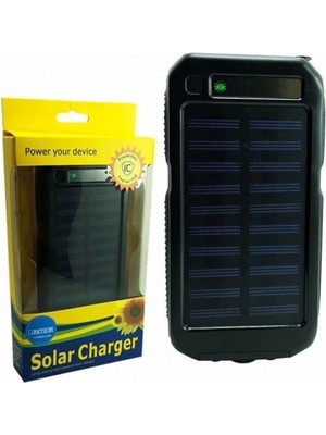 Eco Lounge Güneş Enerjili Işıklı Solar Taşınabilir USB Girişli Şarj Cihazı Powerbank 15000 Mah