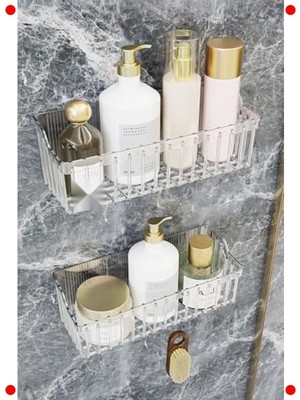 MarkEntegra Yapışkanlı Plastik Banyo Rafı Seti (2 Adet)