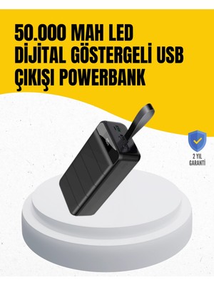 Eco Lounge 50.000 Mah Kapasiteli Powerbank – Hızlı Şarj Destekli, 4 USB Portlu, LED Işıklı Taşınabilir Enerji Deposu