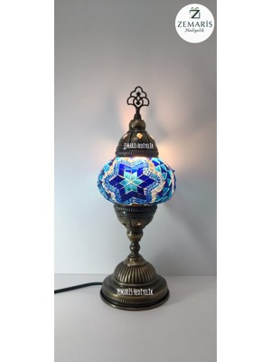 Zemaris Hediyelik El Yapımı Otantik Mozaik Masa Lambası (Yüksek Boy)
