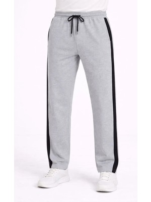 Silerra Erkek Yandan Şeritli Boru Paça Eşofman Altı 3 Iplik Pamuklu Eşofman - Gri