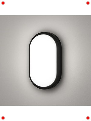 MarkEntegra Oval Siyah LED Tavan & Duvar Lambası - Su Çirmez