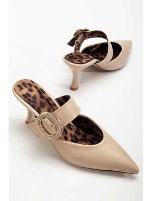 Bigelal Yote Bej Cilt Topuklu Terlik