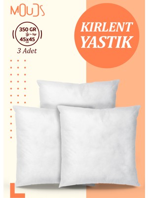 Moud's Kırlent Kılıfı Iç Yastığı 3'lü 45X45CM 350 gr %100 Saf Silikon Dolgulu Kırlent Yastığı