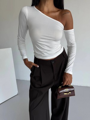 Bigelal Omuz Detaylı Kollu Bluz Beyaz