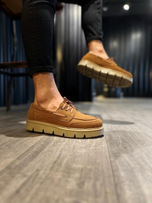 Bigelal Yüksek Taban Klasik Ayakkabı  Taba Süet