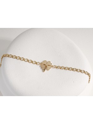 Gold Marley 14 Ayar Dört Yapraklı Yonca Altın Bileklik