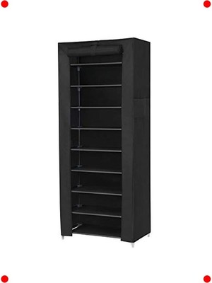 MarkEntegra Toz Geçirmez Örtülü 10 Katlı Metal Ayakkabı Dolabı Rafı