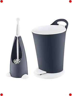 MarkEntegra Pedallı Çöp Kovası ve Klozet Fırçası Seti - Antrasit