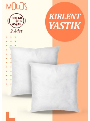 Moud's Kırlent Kılıfı Iç Yastığı 2'li 45X45CM 350 gr %100 Saf Silikon Dolgulu Kırlent Yastığı