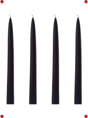MarkEntegra 4 Adet Siyah Dekoratif Şamdan Mumu - 25 cm Doğal Balmumu