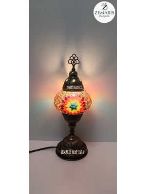Zemaris Hediyelik El Yapımı Otantik Mozaik Masa Lambası (Yüksek Boy)