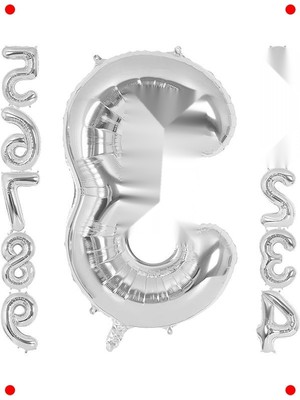 MarkEntegra 3 Rakam Gümüş Doğum Günü Balonu 102CM