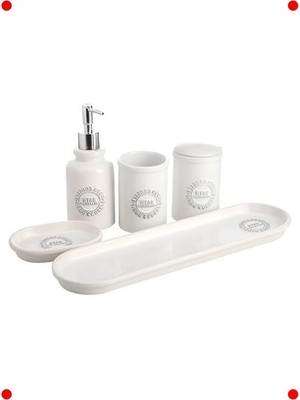 MarkEntegra 5'li Vintage Tarzı Kutu Banyo Aksesuar Seti