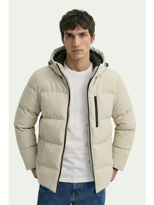 D1fference İçi Astarlı Cepli Kapüşonlu Jel Elyaflı Su ve Rügar Geçirmez Erkek Kışlık Mont