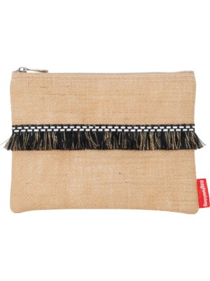 Baghashtag Siyah Ip Püsküllü Jüt Clutch Bez Çanta