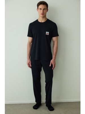 Penti Erkek Siyah Car Pantolon Pijama Takımı