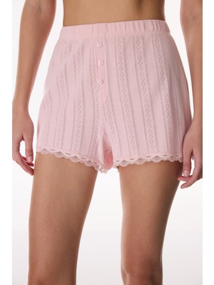 Penti Pembe Lotus Pointel Şort Pijama Altı