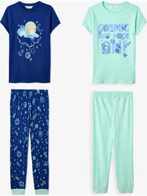 Penti Lacivert Erkek Çocuk Cosmic Nap Pamuklu 2'li Pijama Takımı