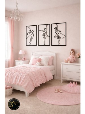 3art Metal Dekorasyon 3’lü Dekoratif Tablo Seti - Modern Duvar Dekoru - Salon & Oturma Odası Tablosu