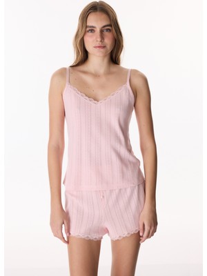 Penti Pembe Lotus Pointel Pamuklu Atlet Pijama Üstü