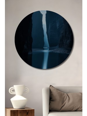 Teona Ahşap Karanlık Kanyonun Gızemlı Yankısı Yağlı Boya Görünümlü Dekoratif Ahşap Tablo Yuvarlak Duvar Tablosu