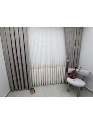 Nivemes Home Nivemeshome Nova Gold Detaylı  1/3  Pileli Tül Perde Apm